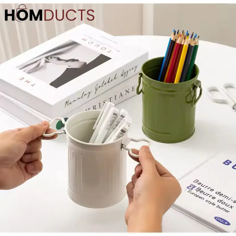 Vintage Charm Pen & Brush Holder: Retro Style Organizer for Desk & Vanity