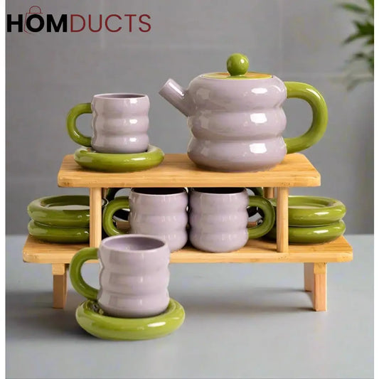 Vintage-Inspired 13-Piece Ceramic Tea Set with Elegant Gift Box - Perfect for Afternoon Tea Style 1