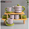 Vintage-Inspired 13-Piece Ceramic Tea Set with Elegant Gift Box - Perfect for Afternoon Tea Style 1