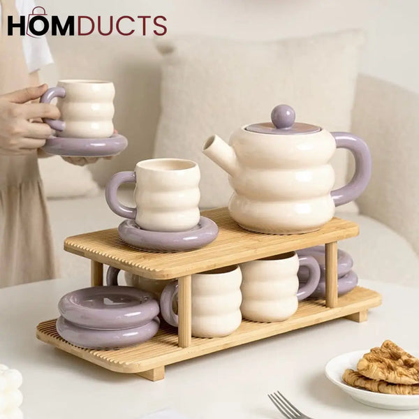 Vintage-Inspired 13-Piece Ceramic Tea Set with Elegant Gift Box - Perfect for Afternoon Tea Style 2