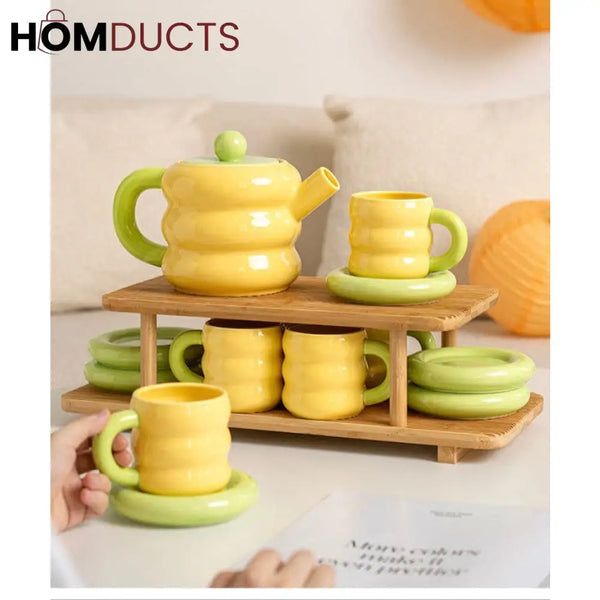 Vintage-Inspired 13-Piece Ceramic Tea Set with Elegant Gift Box - Perfect for Afternoon Tea Style 3