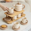 Vintage-Inspired 13-Piece Ceramic Tea Set with Elegant Gift Box - Perfect for Afternoon Tea Style 4