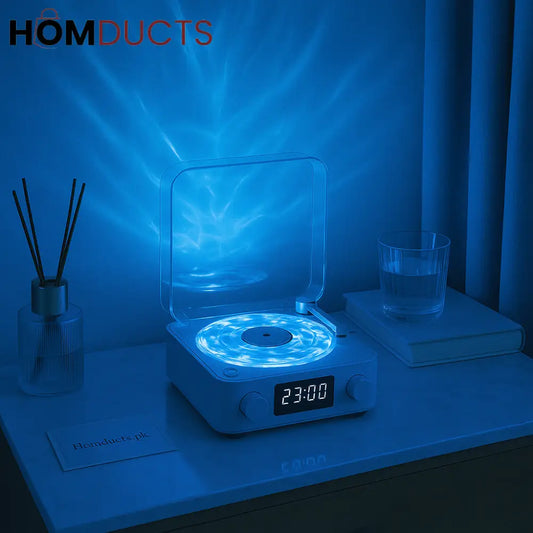 Vinyl Wave Blue Light Projector Lamp with Bluetooth & Clock