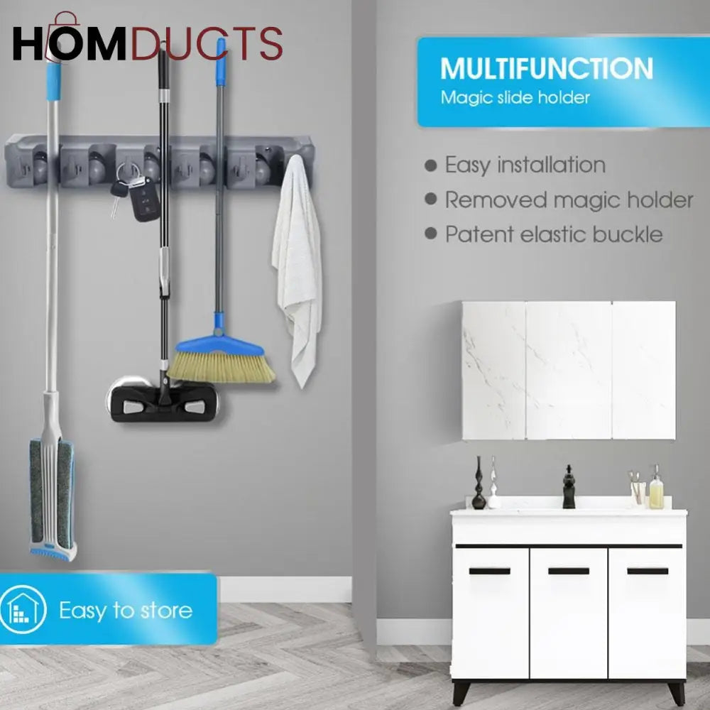 Wall Mount Mop And Broom Holder