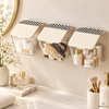 Wall-mount storage bins with lids for bathroom and vanity organization