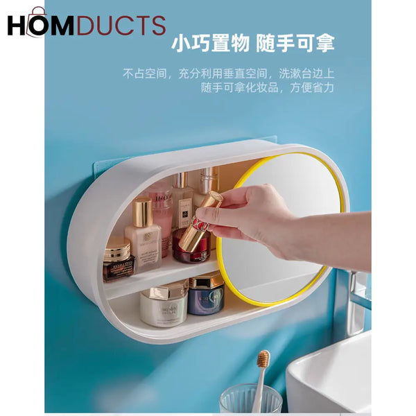 Wall Mounted Cosmetic Organiser With Mirror J & C Organizer