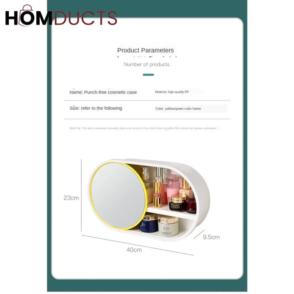 Wall Mounted Cosmetic Organiser With Mirror J & C Organizer