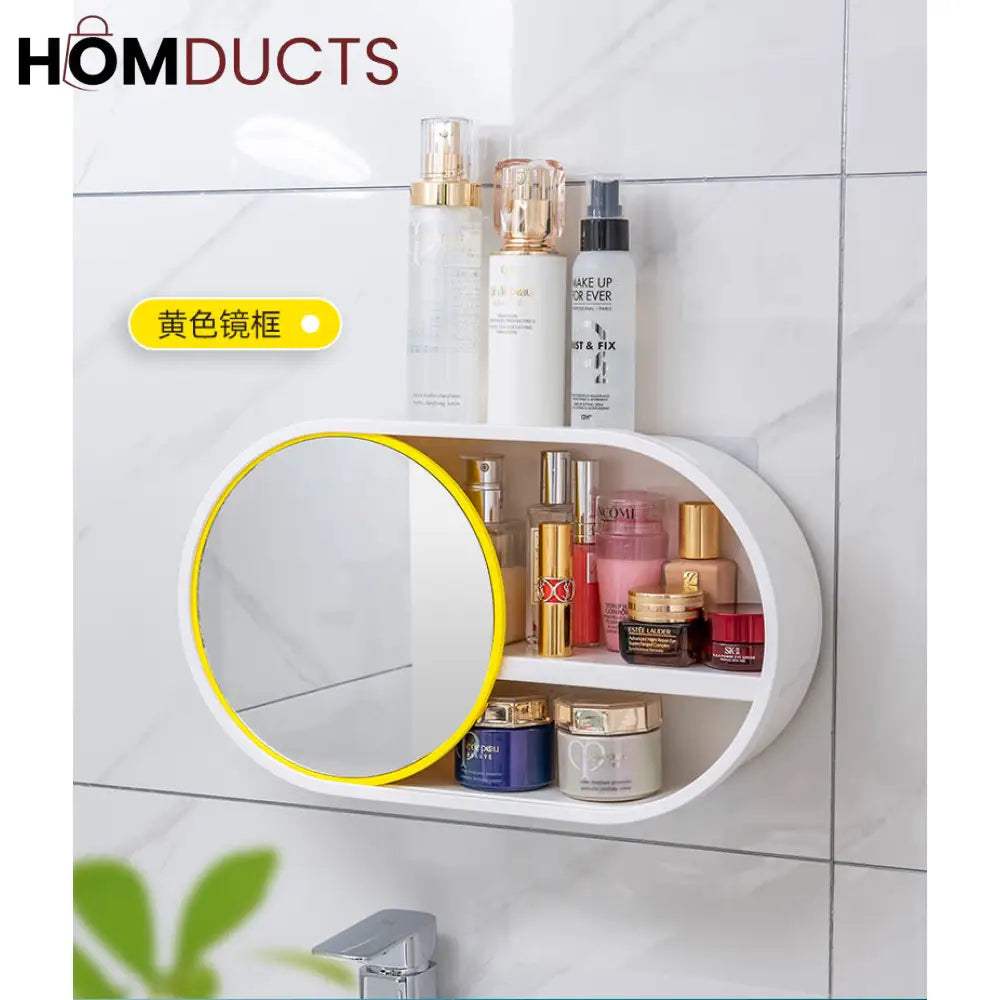 Wall Mounted Cosmetic Organiser With Mirror J & C Organizer