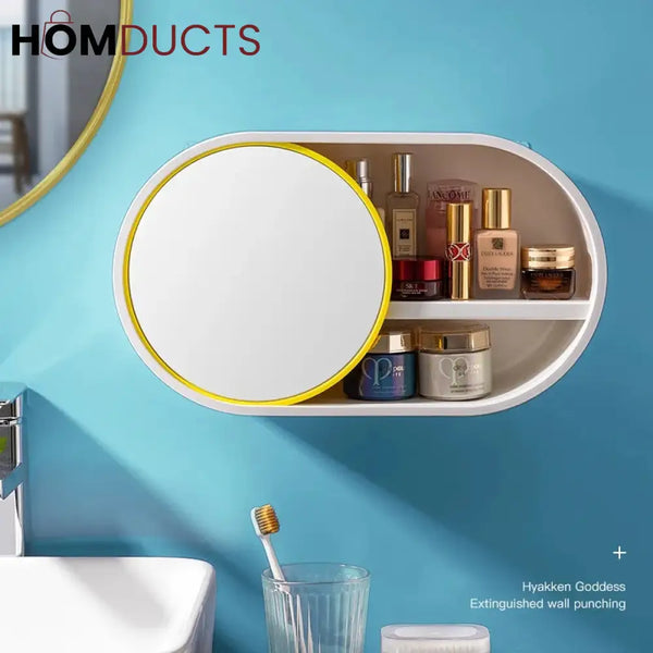 Wall Mounted Cosmetic Organiser With Mirror J & C Organizer
