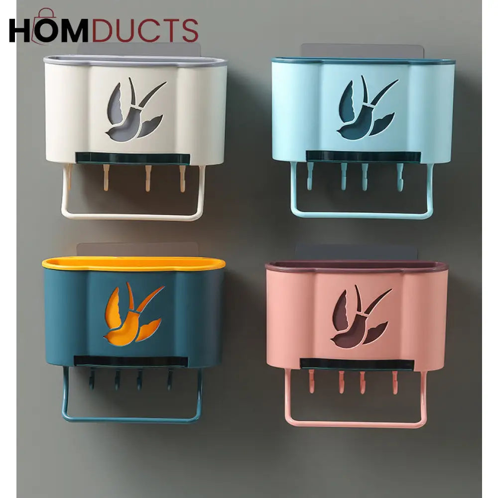 Wall Mounted Cutlery Holder With Drain Tray