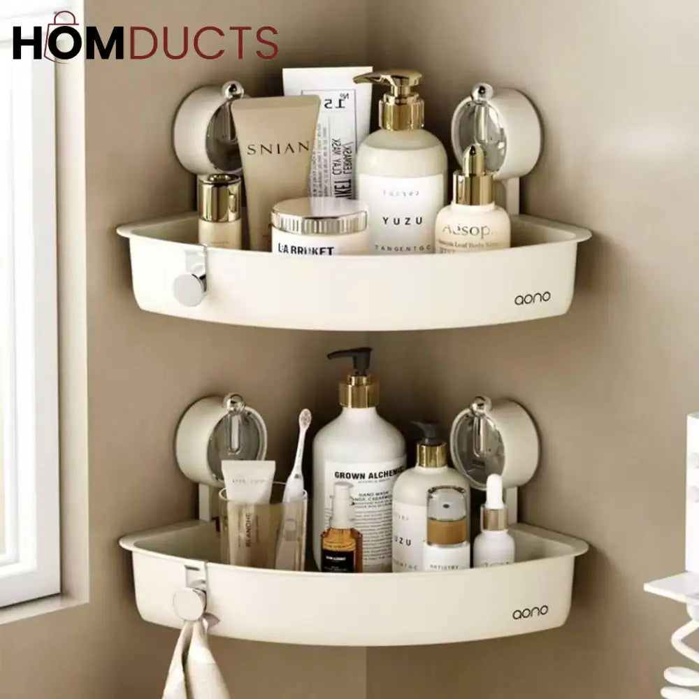 Wall-Mounted Shower Shelf Organizer – No-Drill Suction Bathroom Storage Rack for Toiletries & Cosmetics