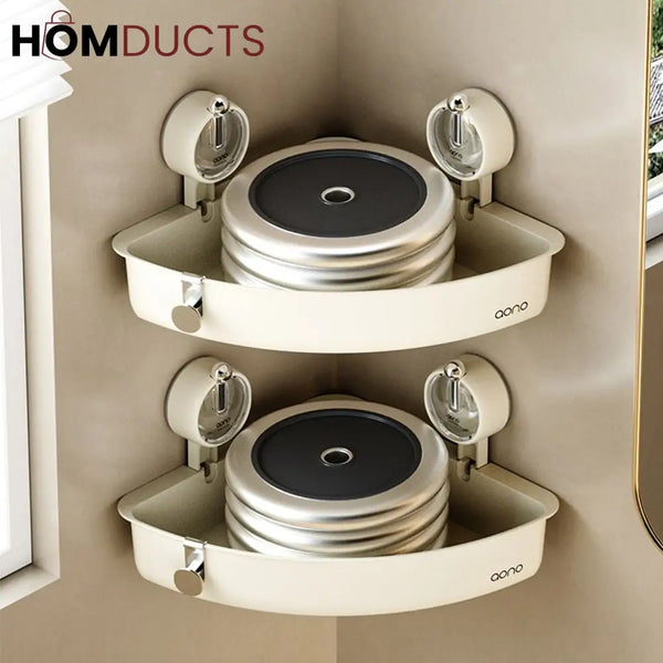 Wall-Mounted Shower Shelf Organizer – No-Drill Suction Bathroom Storage Rack for Toiletries & Cosmetics