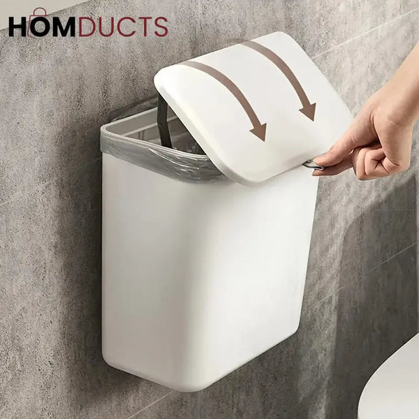 Wall-Mounted Slim Trash Bin – Space-Saving Kitchen Waste Container with Lid