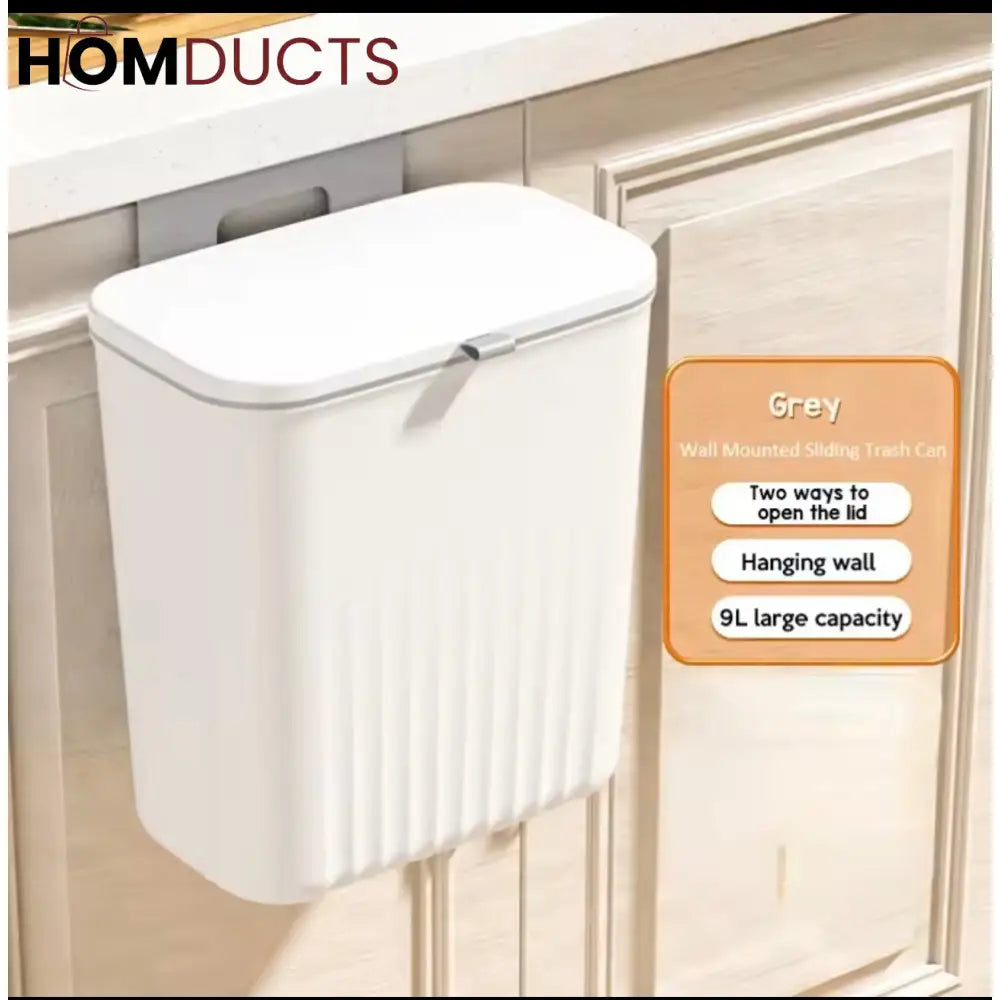 Wall-Mounted Slim Trash Bin – Space-Saving Kitchen Waste Container with Lid