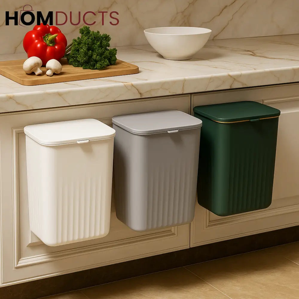 Wall-Mounted Slim Trash Bin – Space-Saving Kitchen Waste Container with Lid
