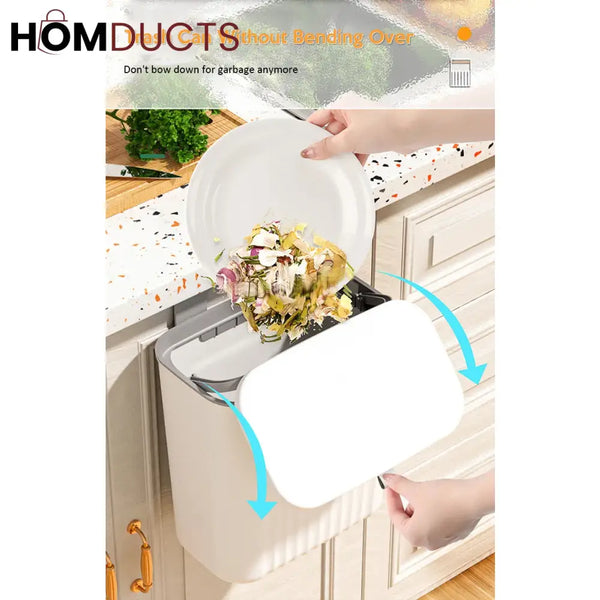 Wall-Mounted Slim Trash Bin – Space-Saving Kitchen Waste Container with Lid