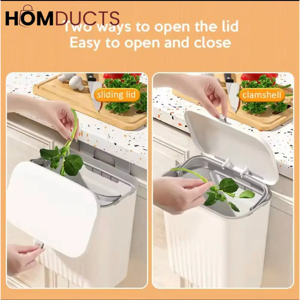 Wall-Mounted Slim Trash Bin – Space-Saving Kitchen Waste Container with Lid