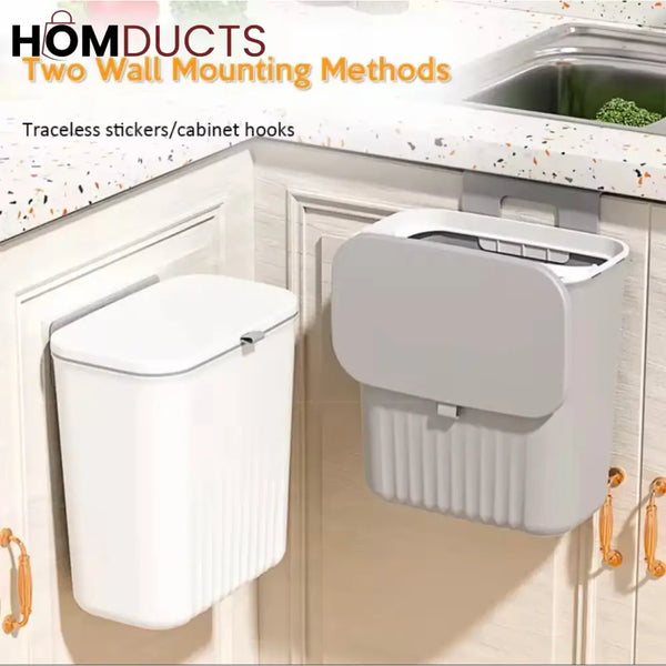 Wall-Mounted Slim Trash Bin – Space-Saving Kitchen Waste Container with Lid