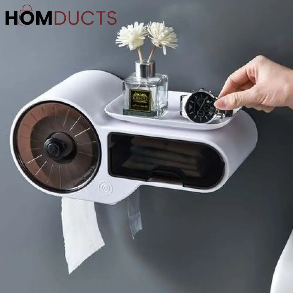 Wall Mounted Tissue Holder And Multipurpose Rack