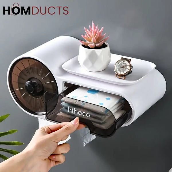 Wall Mounted Tissue Holder And Multipurpose Rack