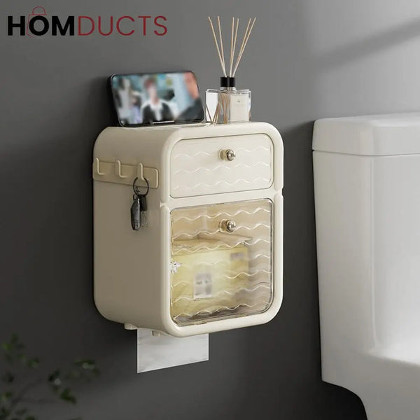 Wall Mounted Toilet Paper Holder With Drawer