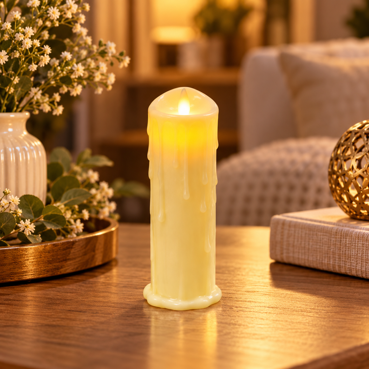 Warm White Flameless LED Pillar Candle – 1 Piece lifestyle image