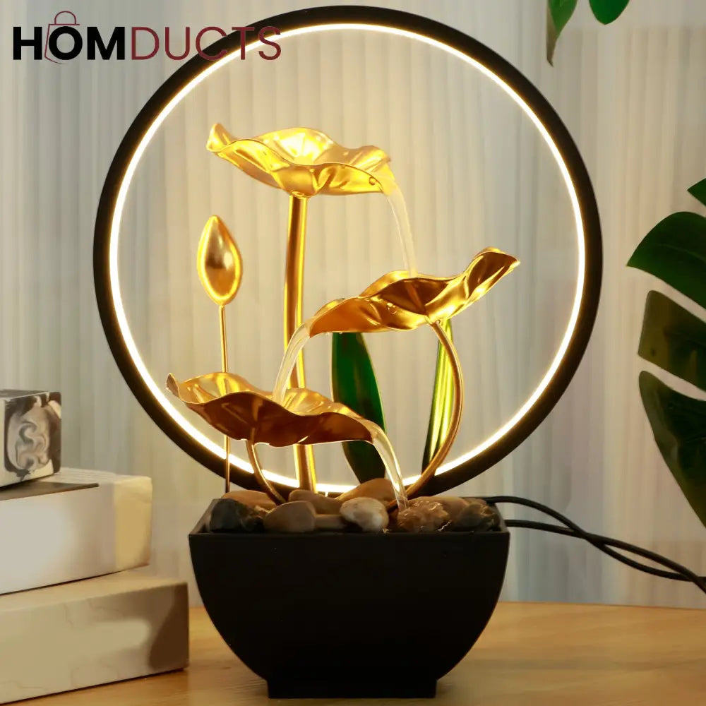 Water Flowing Fountain With Led Ring Light