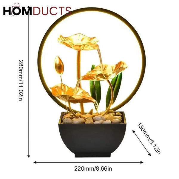 Water Flowing Fountain With Led Ring Light