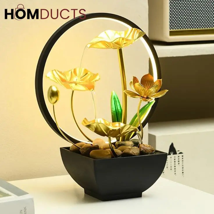 Water Flowing Fountain With Led Ring Light