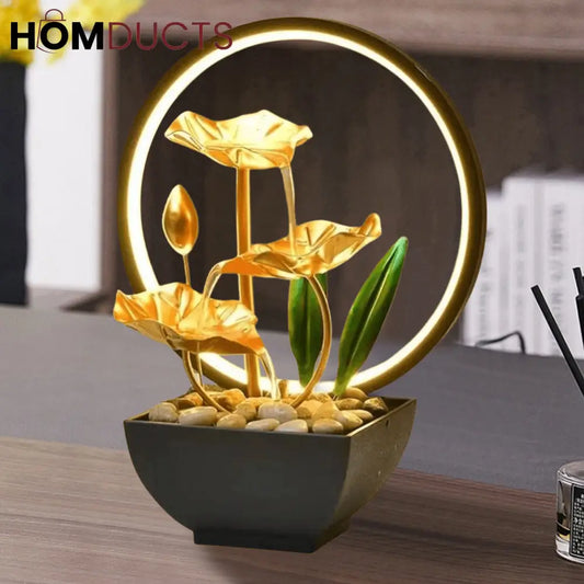 Water Flowing Fountain With Led Ring Light