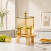 Premium 4.2L Amber Glass Beverage Dispenser with Wooden Stand