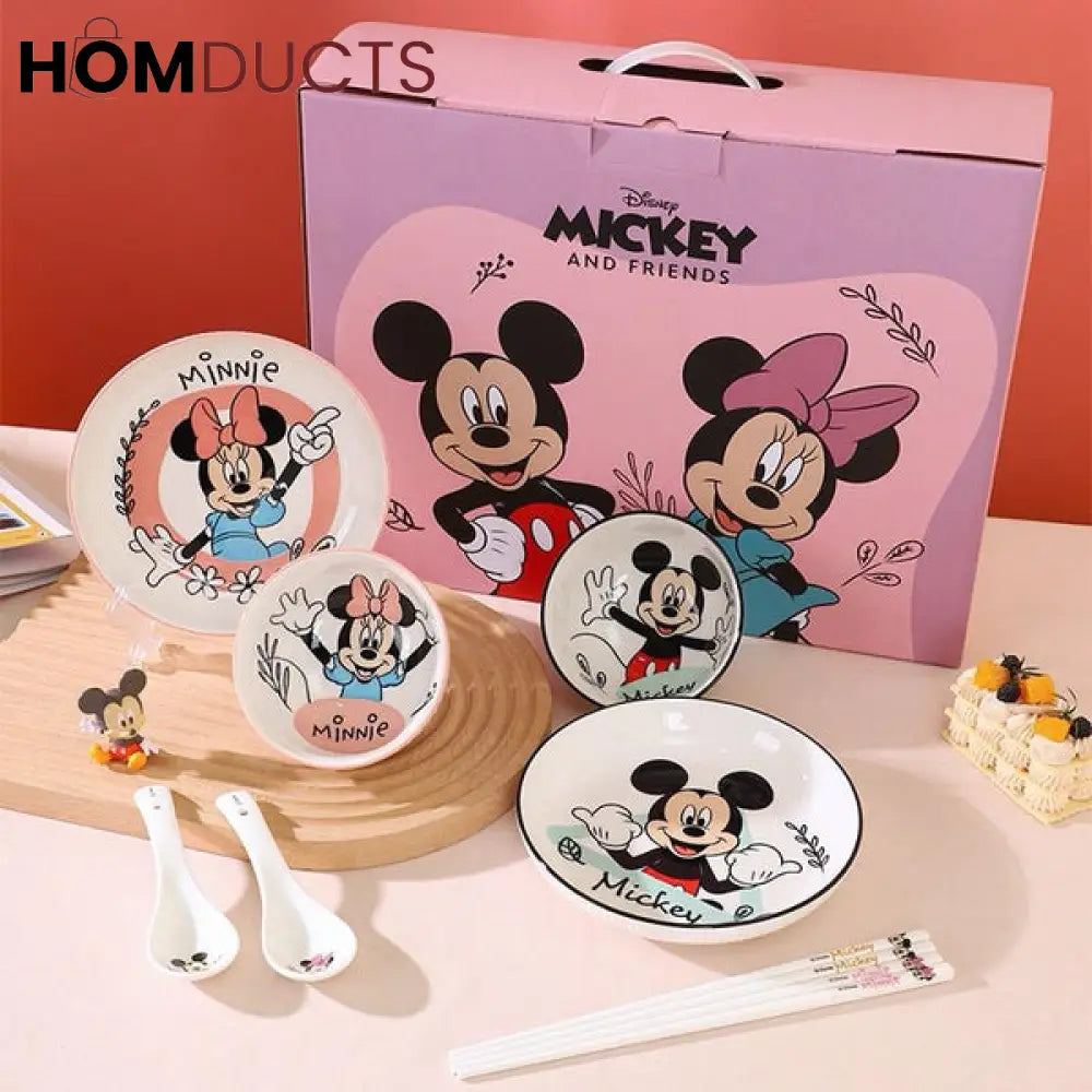 Whimsical Disney Dining: Mickey & Minnie 8-Piece Ceramic Set