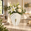 White arched rainbow ceramic vase