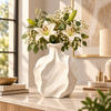 White organic sculptural ceramic vase