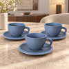Winsor Slate Blue Textured Ceramic Cup & Saucer Set – 6 Pieces