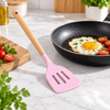 Slotted silicone turner with wooden handle
