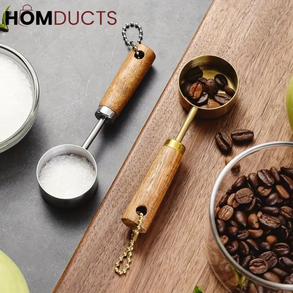 Wooden Handle Stainless Steel Measuring Spoon