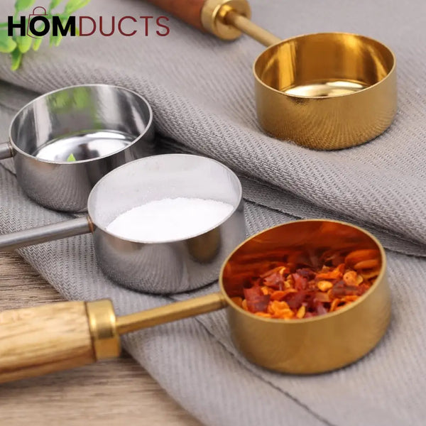 Wooden Handle Stainless Steel Measuring Spoon