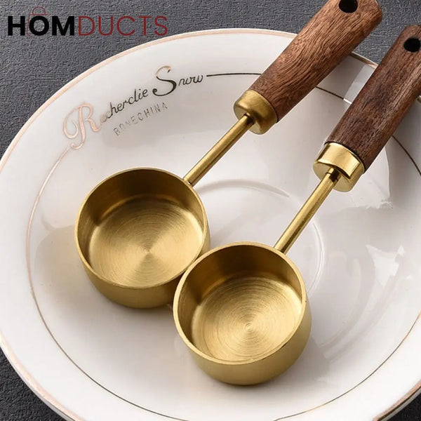 Wooden Handle Stainless Steel Measuring Spoon