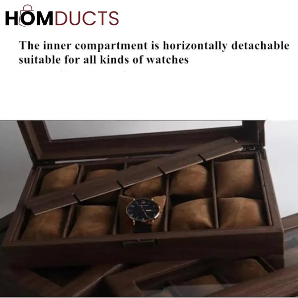 Wooden Luxury Wrist Watch Storage Box J & C Organizer