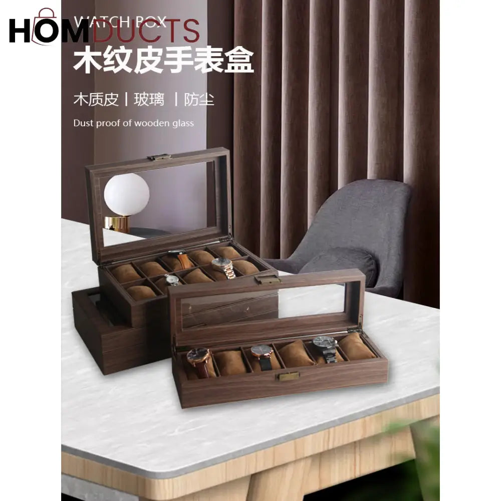 Wooden Luxury Wrist Watch Storage Box J & C Organizer