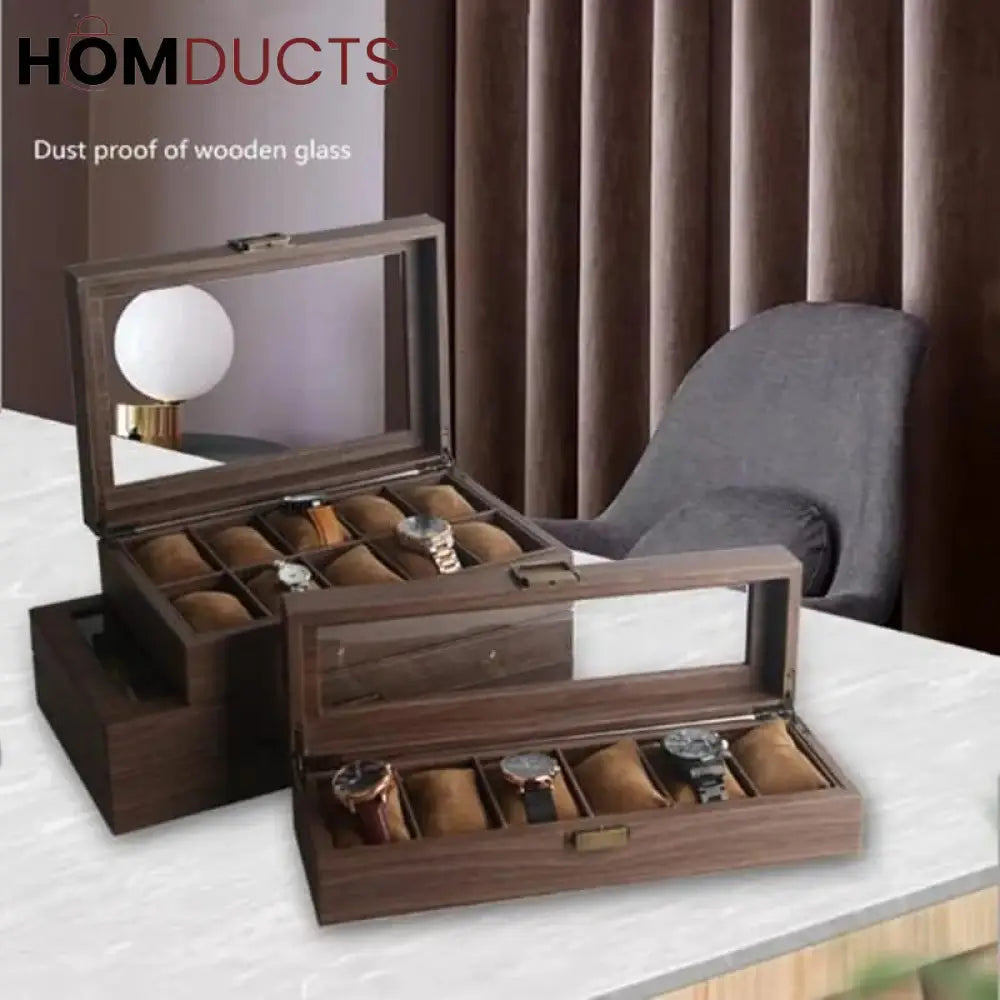 Wooden Luxury Wrist Watch Storage Box J & C Organizer