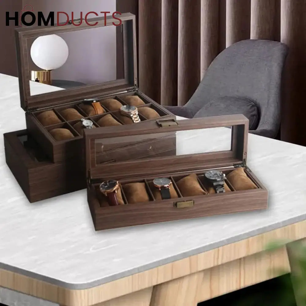 Wooden Luxury Wrist Watch Storage Box J & C Organizer