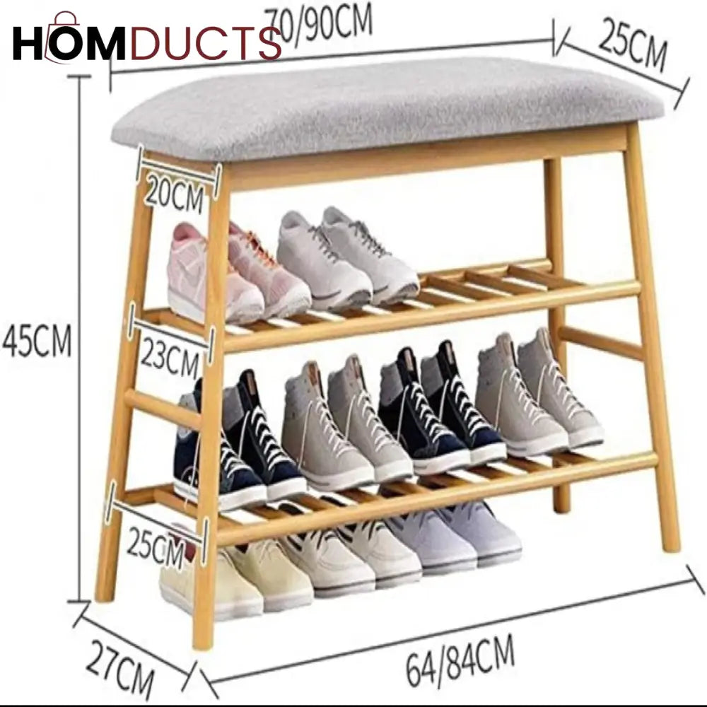 Wooden Shoe Rack With Iron Stand