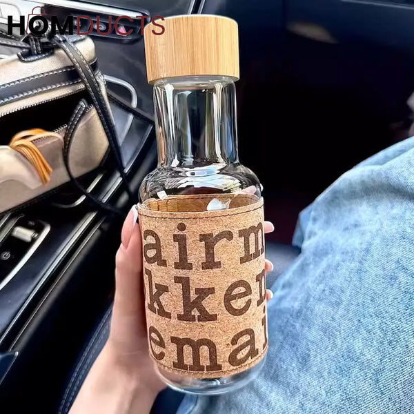 Wooden Style Glass Water Bottle