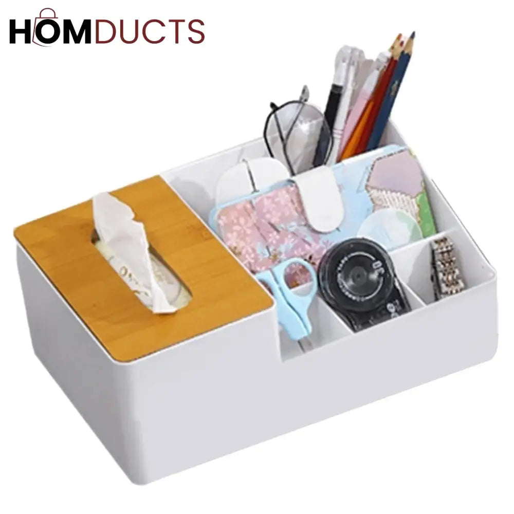 Wooden Tissue Box And Multipurpose Holder