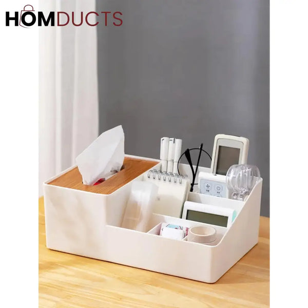 Wooden Tissue Box And Multipurpose Holder