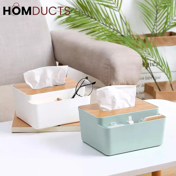 Wooden Top Tissue Box