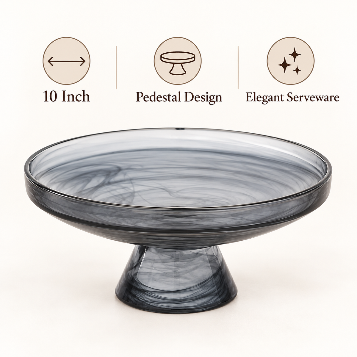 10-Inch Pedestal Glass Fruit Plate features and details