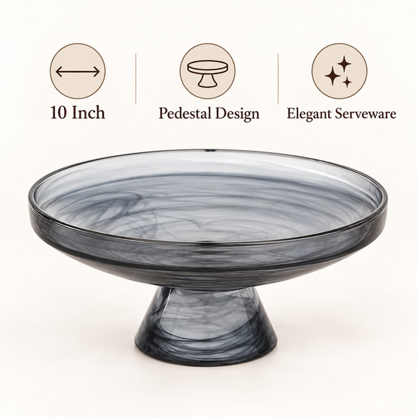 10-Inch Pedestal Glass Fruit Plate features and details